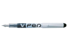 Pilot Pluma Estilografica V-Pen Desechable Tinta Liquida - Punta de Acero - Trazo de 0.5mm - Color Negro