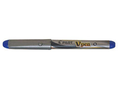 Pilot Pluma Estilografica V-Pen Silver - Desechable - Tinta Liquida - Punta de Acero - Trazo de 0.5mm - Color Azul