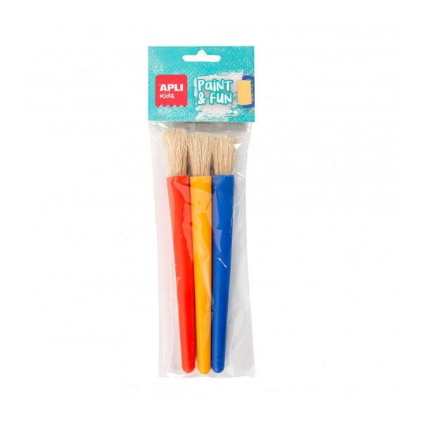 Apli Pack de 3 de Pinceles Jumbo para Ni�os - Punta Redonda - Cerdas Sinteticas - Ideal para Desarrollo Creativo y Colaborativo