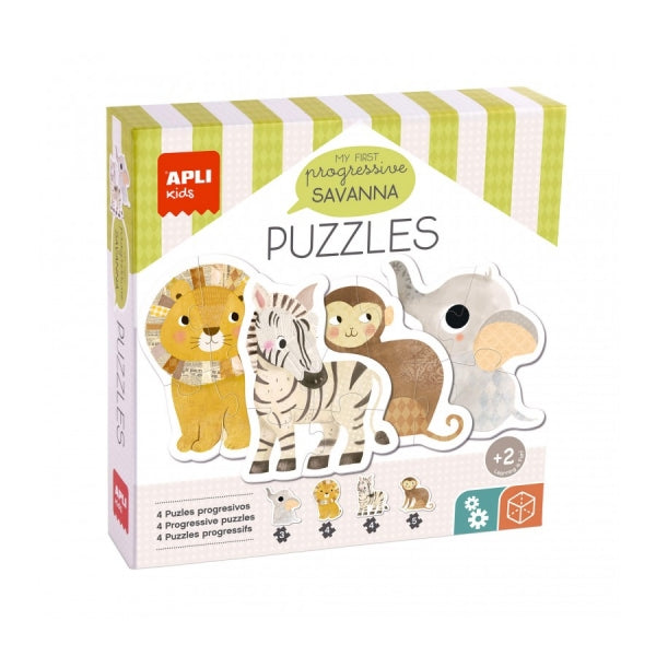 Apli Puzle My First Savanna - 16 Piezas Grandes - 4 Dise�os de Animales - Potencia Psicomotricidad y Concentracion