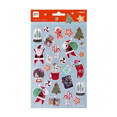 Apli Bolsa con 27 Pegatinas Navide�as Ho Ho Ho - Adhesivo Permanente - Motivos Navide�os - Ideal para Decorar Regalos y Tarjetas