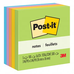 Bloco Post-it com 500 Notas Autoadesivas Removíveis Ultra Color 76x76mm - Papel Certificado PEFC - Cores Sortidas