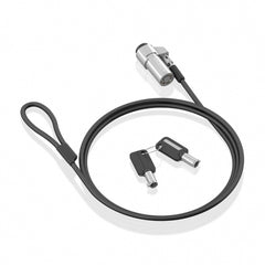 Cabo de segurança de aço Aisens com fechadura com chave - Compatível com Nano Slot 2,5x6mm - Revestido de vinil - Cor preta