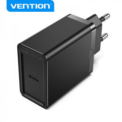 Vention USB-C Wall Charger 3A PD20W - Fast Charging - Black Color