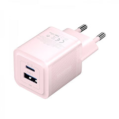 Vention GaN Wall Charger 2 USB Ports (C+A) (30W/30W) - EU Fast Charging - Pink Color