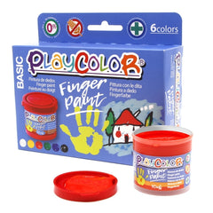 PlayColor Basic Finger Paint Pack de 6 Frascos de Pintura para Dedos 40ml - Testado Dermatologicamente - Secagem Rápida - Sem Disolventes - Grande Viscosidade - Alta Opacidade - Cores Sortidas