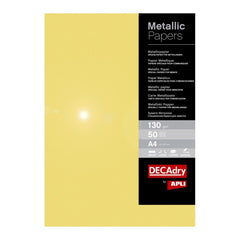 Apli Pack de 50 Folhas de Papel Metalizado - Ideal para Impressões Especiais - Compatível com Impressoras Inkjet, Laser e Fotocopiadoras - Cor Dourado