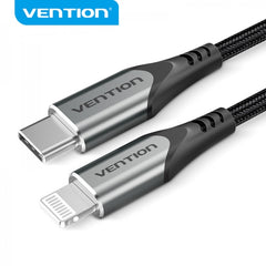Vention Cabo USB-C para Lightning 3A 27W 480Mbps MFi - 2m - Cor Cinzento