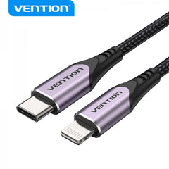 Vention Cabo USB-C a Lightning 3A 27W 480Mbps MFi - 1m - Cor Roxo