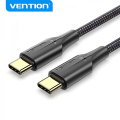 Vention Cable USB-C Macho a USB-C Macho 3A 60W LED - 2m - Algodon Trenzado Noir