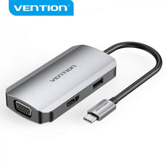 Vention Docking Station 4 en 1 USB-C vers HDMI/VGA/USB3.0/PD100W - 0.15m - Couleur Gris